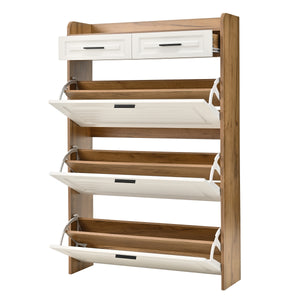 Shoe Cabinet with 3 Hidden Flip Drawers & 2 Storage Drawers