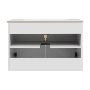 Bathroom Vanity With Sink, Rectangular Storage Cabinet With 2 Soft Closing Doors