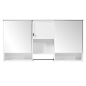 Wall-Mount 3-In-1 Mirror Cabinet With Adjustable Shelf, Soft-Closing Hinges, Rectangular Design - White
