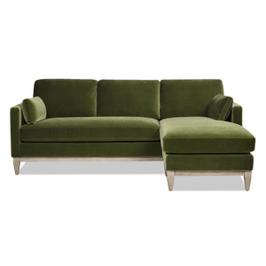 Knox 89-Inch Modern Farmhouse Reversible Chaise Sectional, Green Velvet