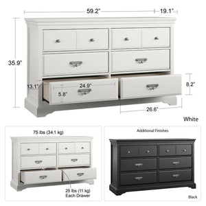 Bristol 6 Drawer Dresser - Black