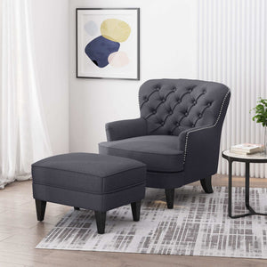 Enchante - Living Room Set With Tufted Back Club Chair And Ottoman - Best Buy Furniture