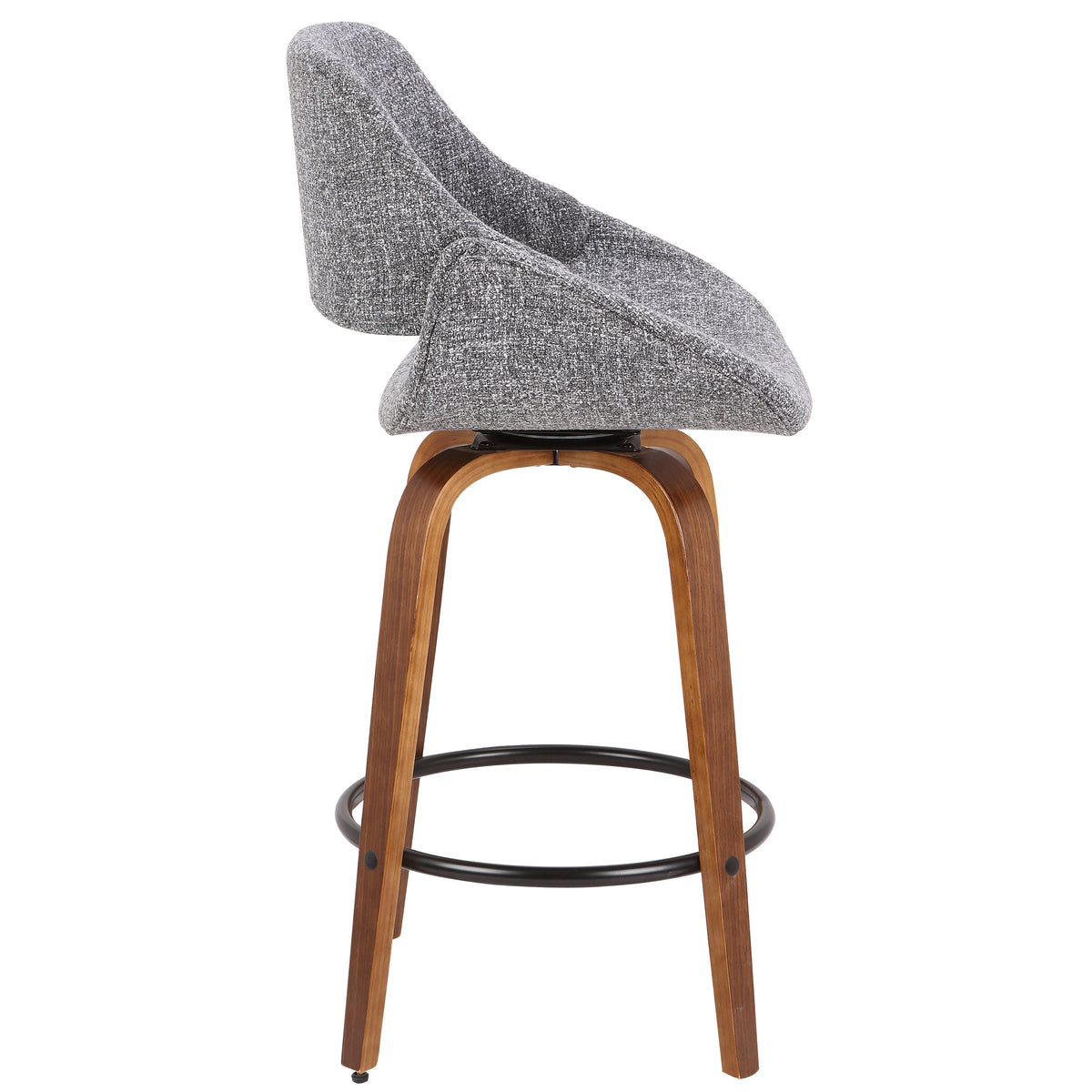 Mid-Century Modern Counter Stool with Padded Upholstery - Walnut