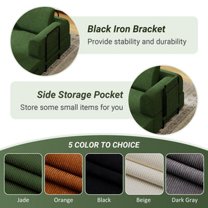 Convertible Sleeper Sofa Bed With Cylindrical Pillow, Fixed Shape Frame