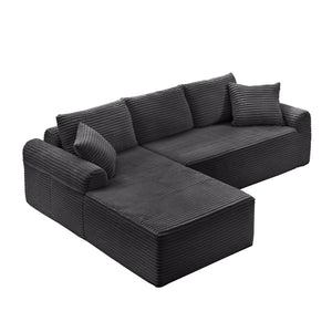 Modular Sectional With Arched Armrests, Includes 3 Back Cushions & 2 Throw Pillows