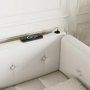 Modern Upholstered Platform Bed With USB Ports And LED Belt