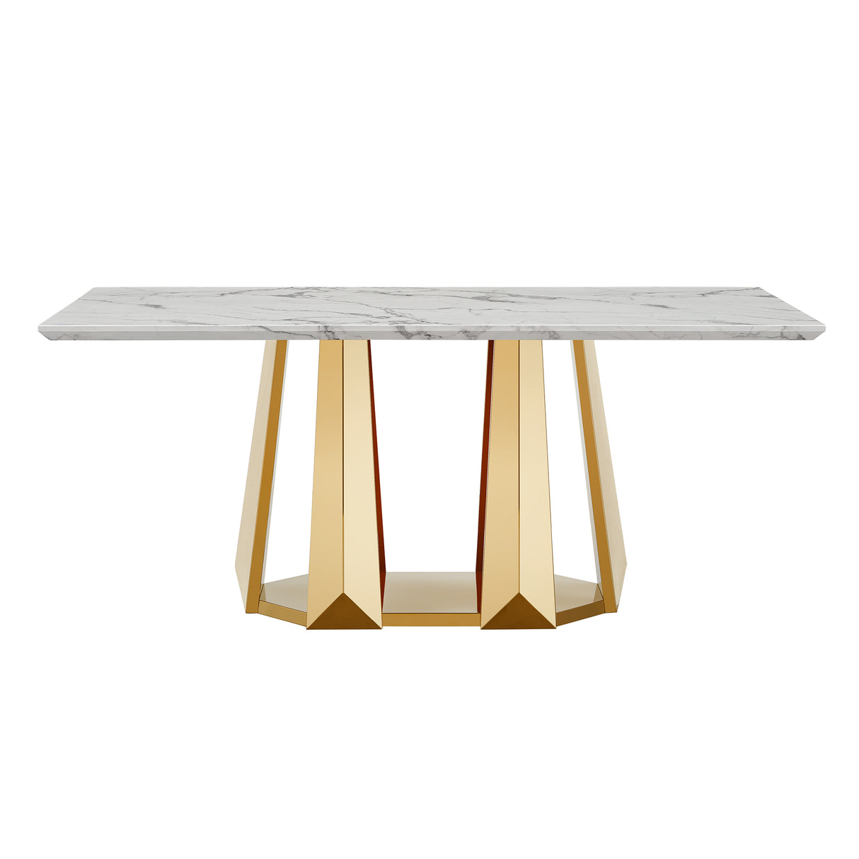 70'' Faux Marble Dining Table for 6 People