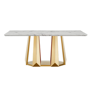 70'' Faux Marble Dining Table for 6 People