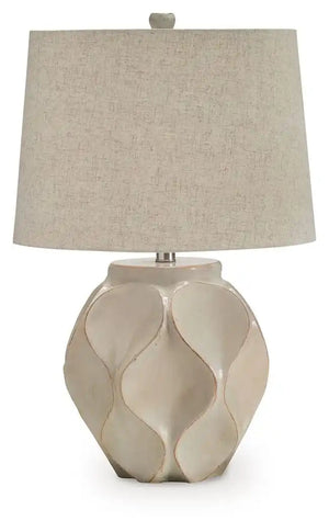 Edselham - Paper Table Lamp - Distressed Cream - Best Buy Furniture