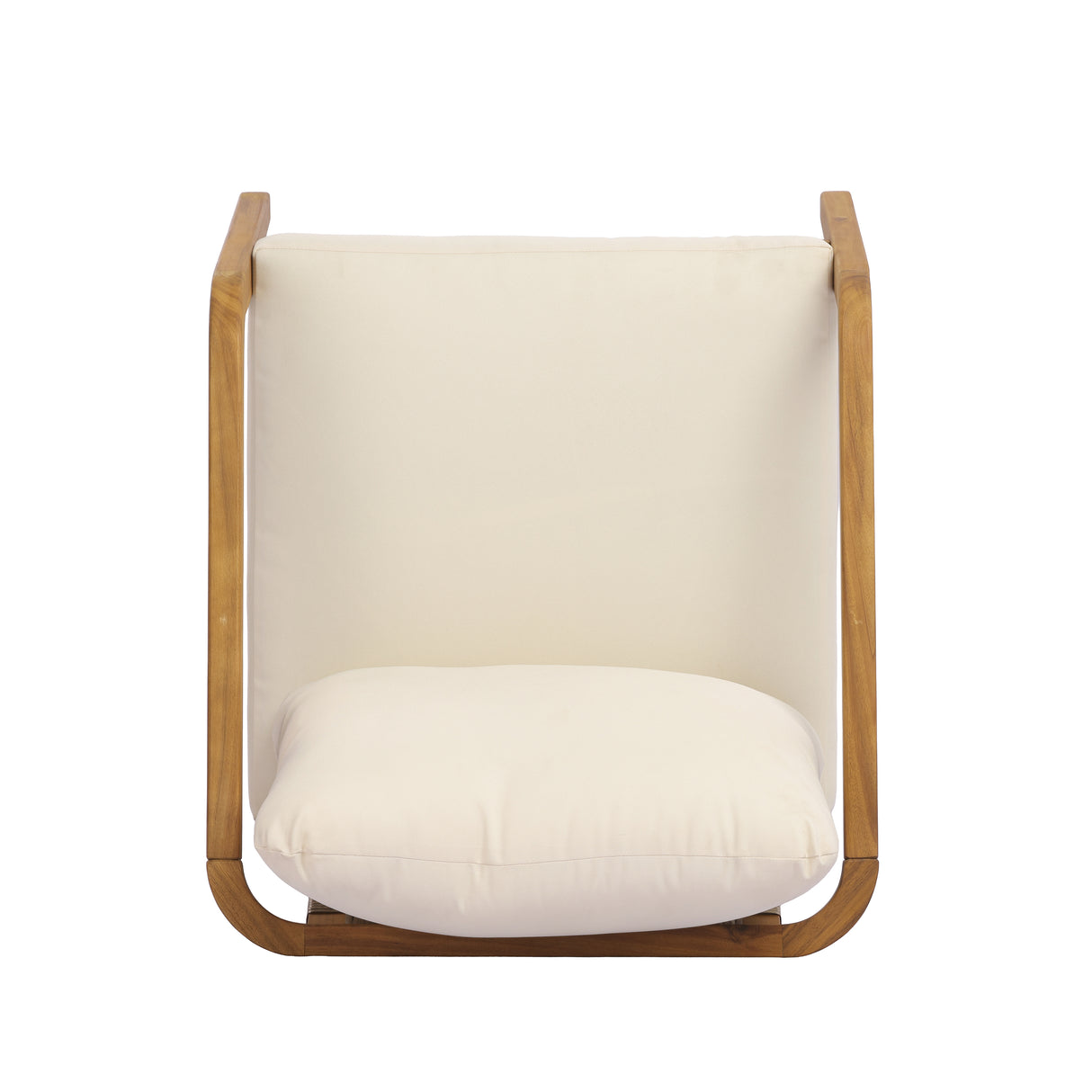 Acacia Wood Outdoor Patio Club Chair with PE Wicker Backrest & Cushions (Set of 2)