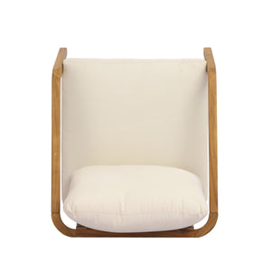 Acacia Wood Outdoor Patio Club Chair with PE Wicker Backrest & Cushions (Set of 2)