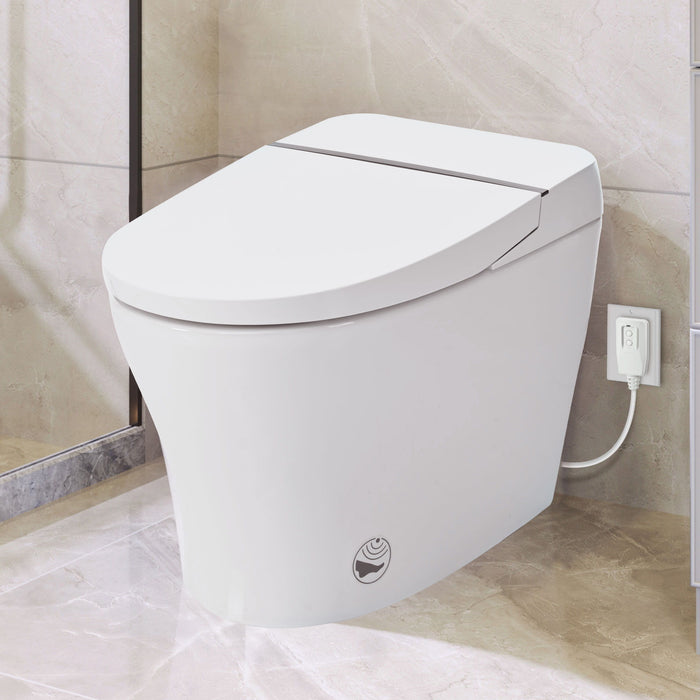 Smart Toilet Bidet Combo with Self-Cleaning Nozzle - White Night Light