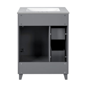 Transitional Style Bathroom Vanity Cabinet With Ceramic Sink