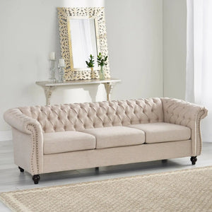 Chesterfield Style 3 Seater Sofa With Deep Button Tufting - Best Buy Furniture