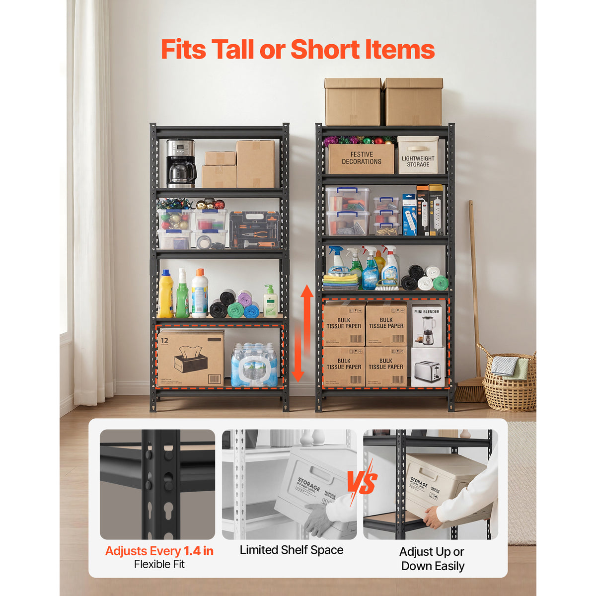 5-Tier Adjustable Heavy Duty Metal Storage Shelves