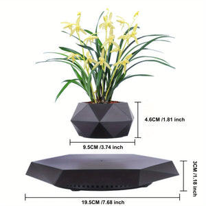Magnetic Levitating Plant Pot – Rotating Floating Geometric Bonsai Planter Indoor