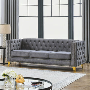 Modern Sofa With Button Tufting, Upholstered Couch For Living Room