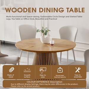 Wooden Dining Table - Modern Round Design for Versatile Use