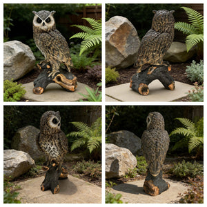 18.98" H x 11.10" L Simulated Owl Resin Garden Statue, Indoor & Outdoor Decorative Ornament, Lawn & Courtyard Art Craft Decoration