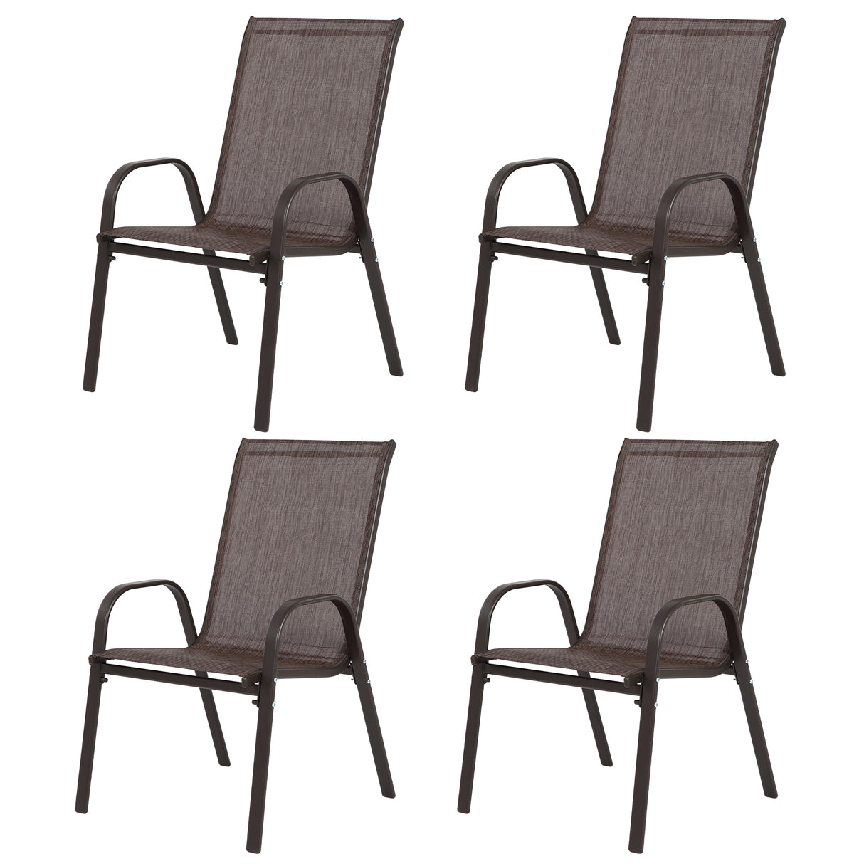 8 Piece Patio Chairs with Breathable Textilene Fabric - Brown