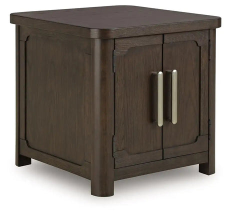 Breckington - Rectangular 2-door End Table - Dark Brown - Best Buy Furniture