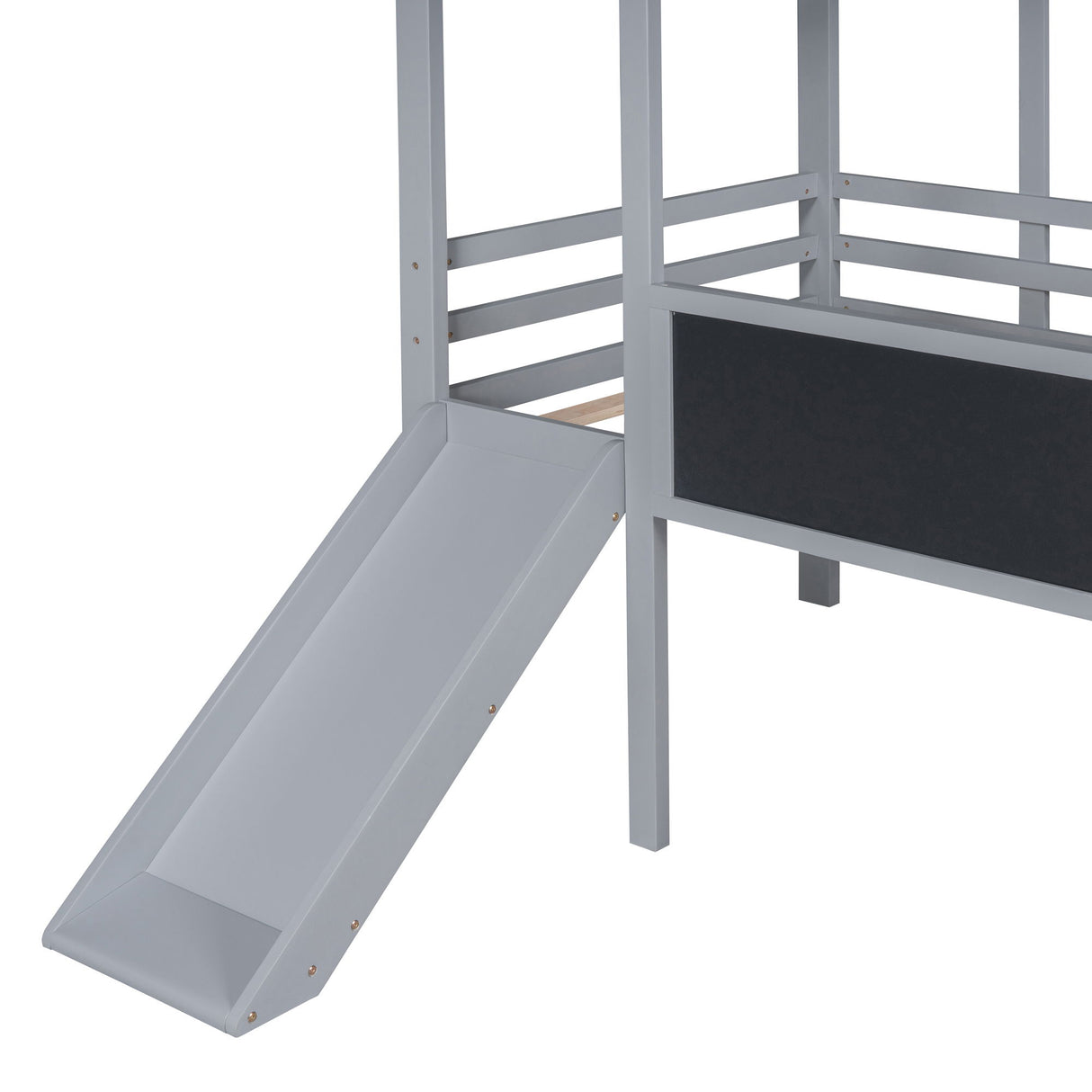 Loft House Bed With Ladder And Slide, With board And Light Strip On The Roof