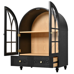 Arched Display Cabinet with Tempered Glass Doors