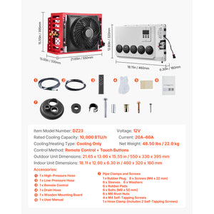 Truck Air Conditioner, 12V 10000 BTU Mini Split AC Unit