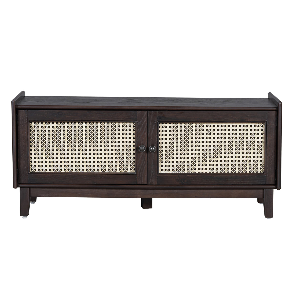 TREXM Boho Rattan Entryway Bench with Storage