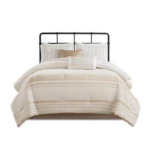 Cal King Cotton Jacquard Oversized Comforter Set with Decorative Pillows - White