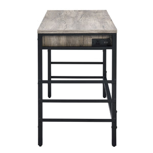 Light Weathered Writing Desk with Storage Drawers and USB Ports - Light Weathered Oak