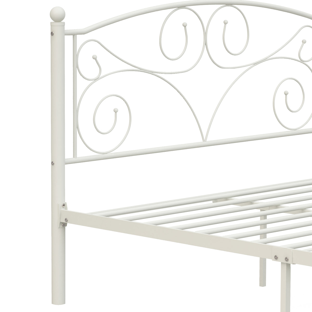 Full Size Unique Flower Sturdy System Metal Bed Frame with Headboard