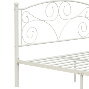 Full Size Unique Flower Sturdy System Metal Bed Frame with Headboard