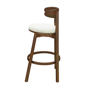 Round Cushion Bar Stools (Walnut + Beige)