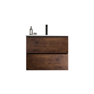 TIA 24-Inch Wall Mounted Bathroom Vanity, Walnut