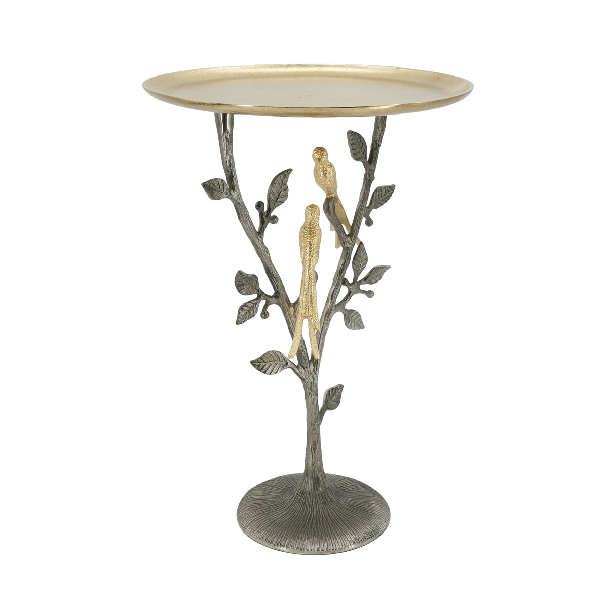 16x16x24" Metal Dual Bird Side Table with Round Tray