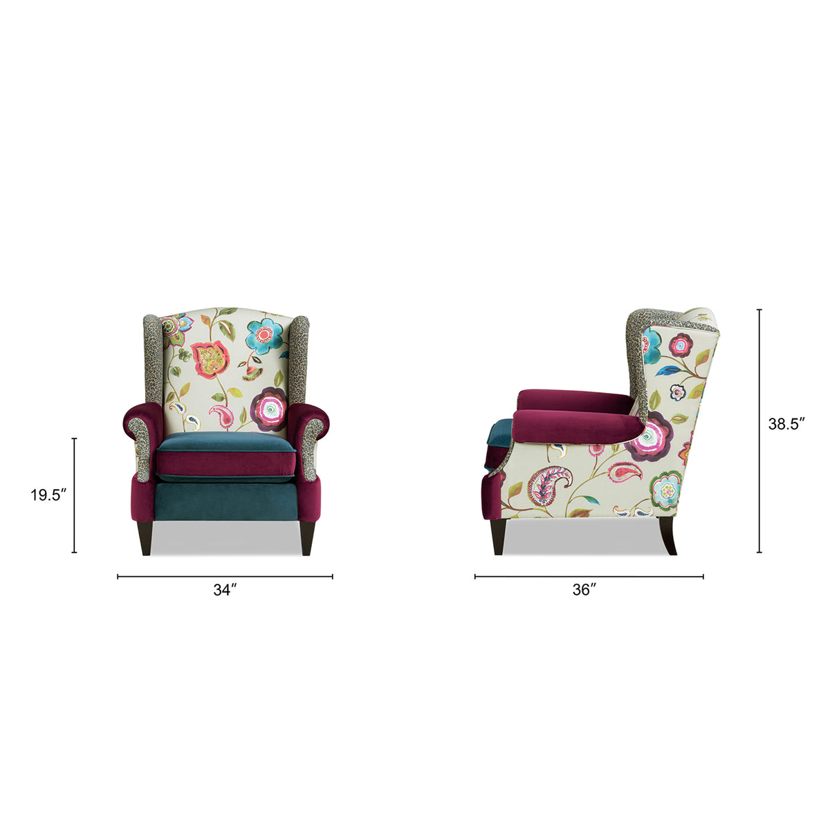 Anya Boho Chic Wingback Accent Arm Chair