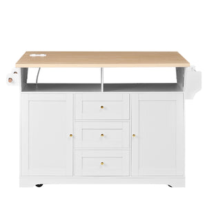 Large Kitchen Island with 2 Drop Leaf and Power Outlet