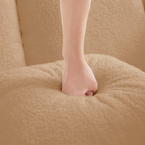 Elysees Right Chaise Sofa W/Pillows Teddy Fabric -Camel