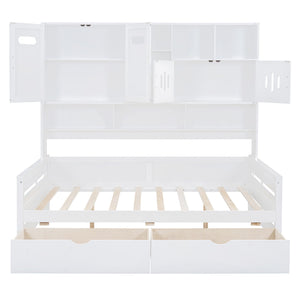 Daybed With All-In-One Cabinet And Shelf
