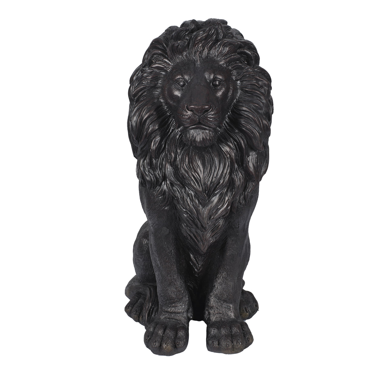 Modern Black Lion Statue with Matte Finish - 24.6" High