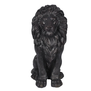 Modern Black Lion Statue with Matte Finish - 24.6" High