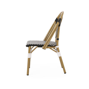 Outdoor PE Rattan and Aluminum French Bistro Chair, Set of 2