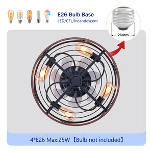 20'' Mounting Type Caged Ceiling Fan with Lights and Remote Control