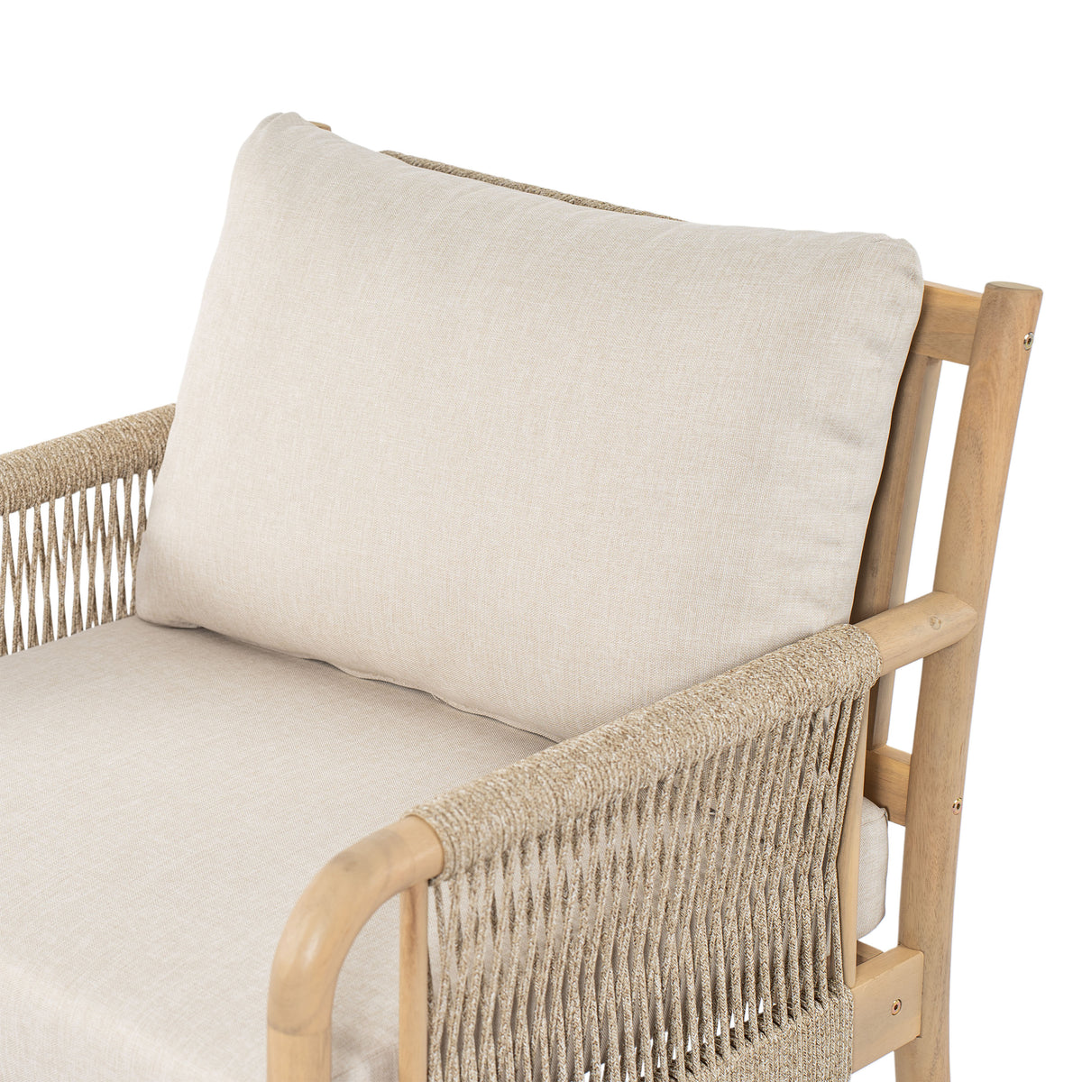 Casper Outdoor Club Chair Acacia Wood and Woven Rope