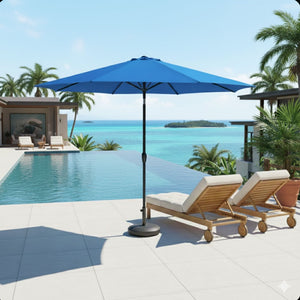 Patio Umbrella With Crank Lift And Tilt, UV-Resistant Canopy