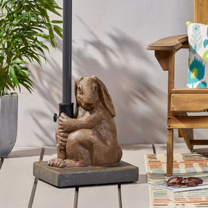 Hand Crafted Rabbit Umbrella Base With Playful Design - Light Brown