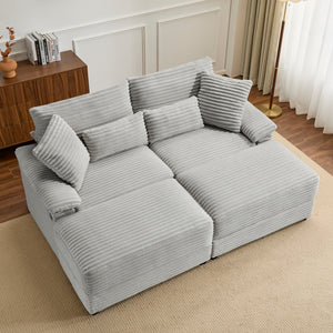 Double Chaise Lounge Set with Reversible Ottoman
