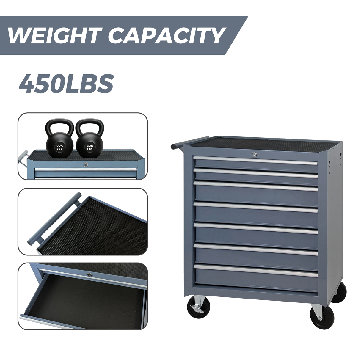 Multifunctional Rolling Tool Chest with 7 Drawers