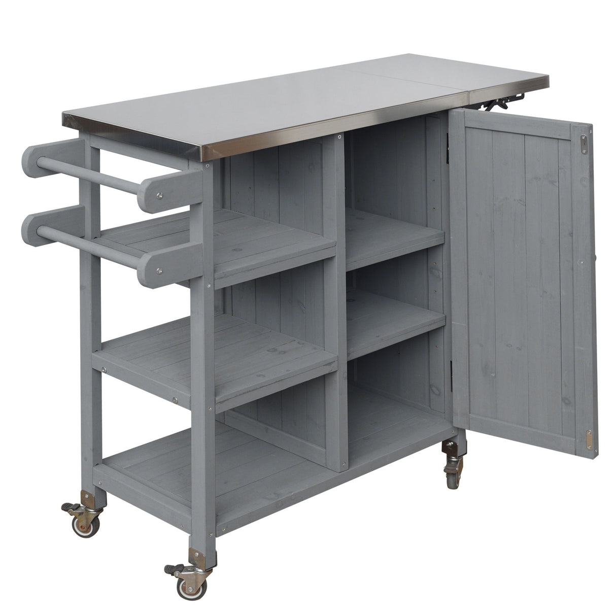 Foldable Outdoor Kitchen Island With Storage Cabinet